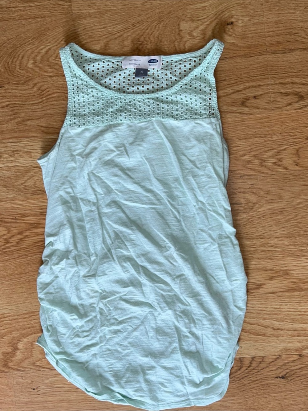 Old Navy Maternity Mint Green Eyelet Tank Top XS Sleeveless Lightweight Blouse